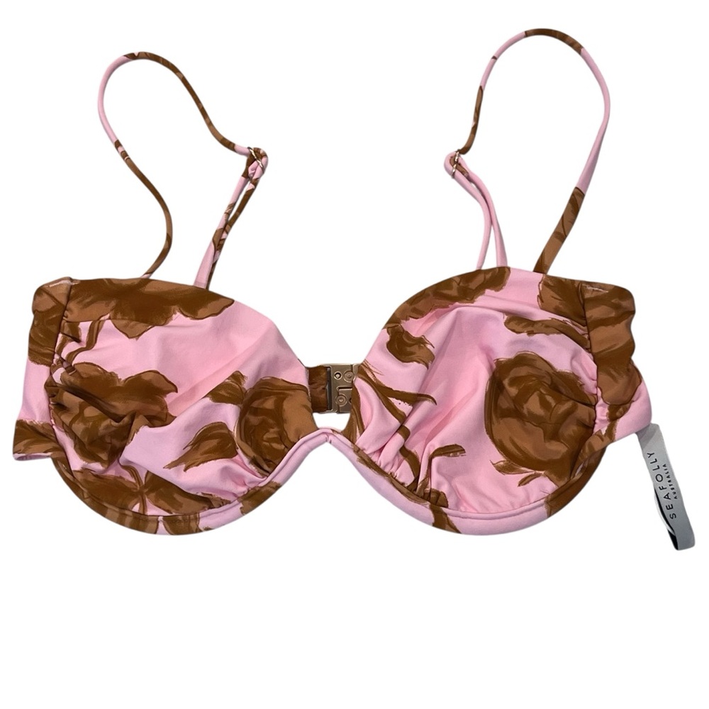 Anthropologie Seafolly Rococo Ruched Split Wire Floral Blossom Bikini Top 4 US - Picture 5 of 13